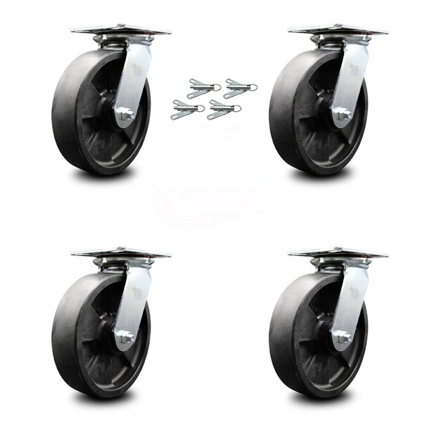 Service Caster 8 Inch Glass Filled Nylon Caster Set with Roller Bearings and Swivel Locks SCC SCC-35S820-GFNR-BSL-4 - main